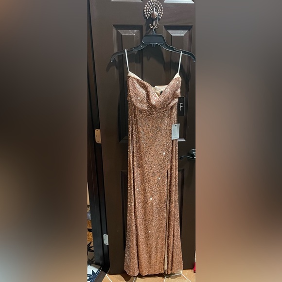 - Lulu’s small rose gold strapless sequin dress - Picture 8 of 8